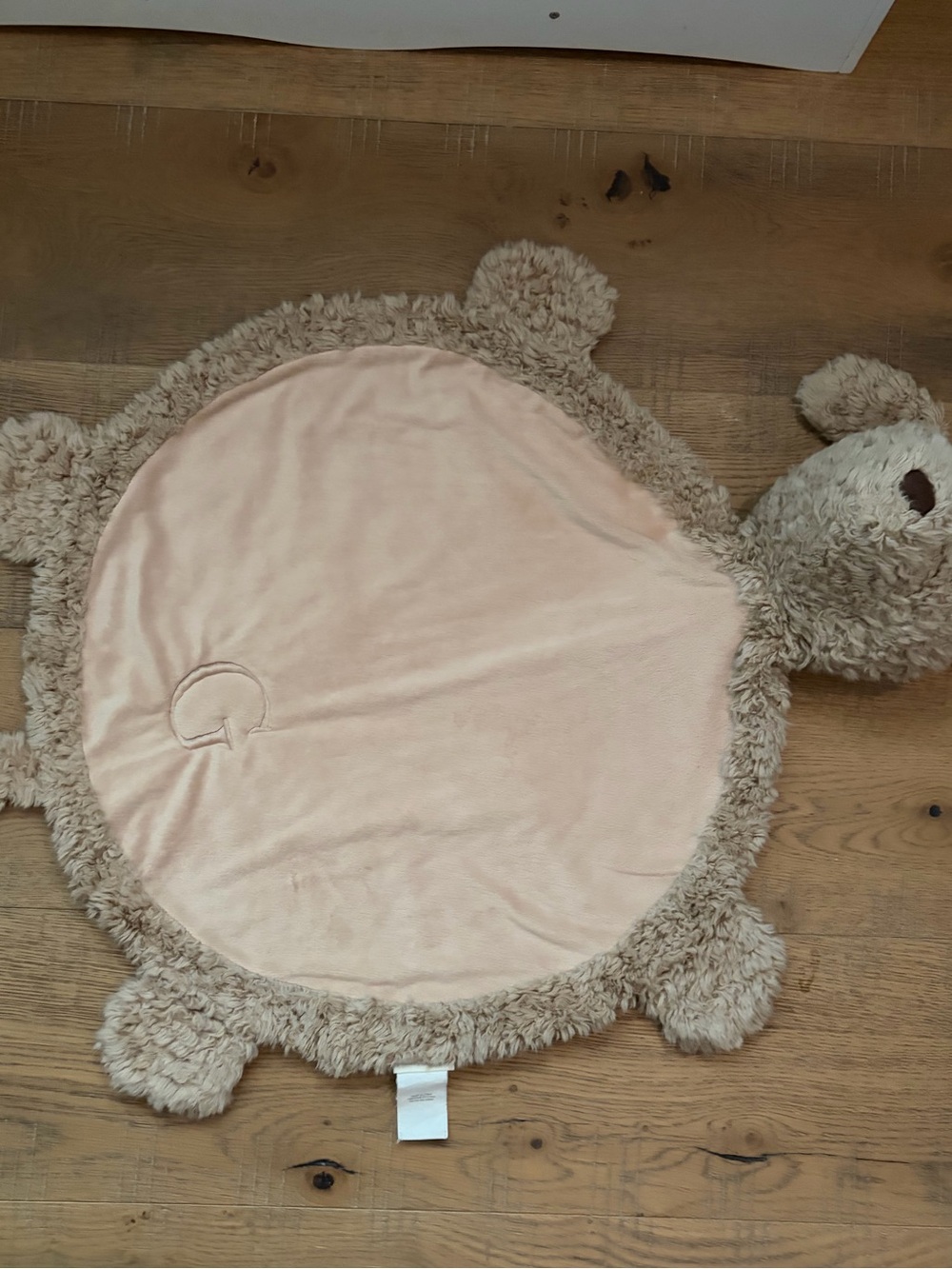 Pottery Barn Kids Plush Bear Play Mat in Pink and Cream with a G